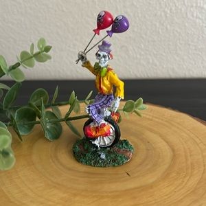 EUC Lemax Spookytown Ghoul Clown on Unicycle Figure